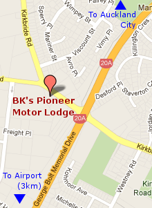 BK's Pioneer Motor Lodge Map